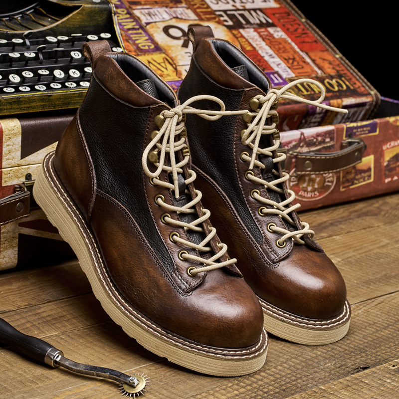 Vintage Leatherwork - Stivali da lavoro da uomo con