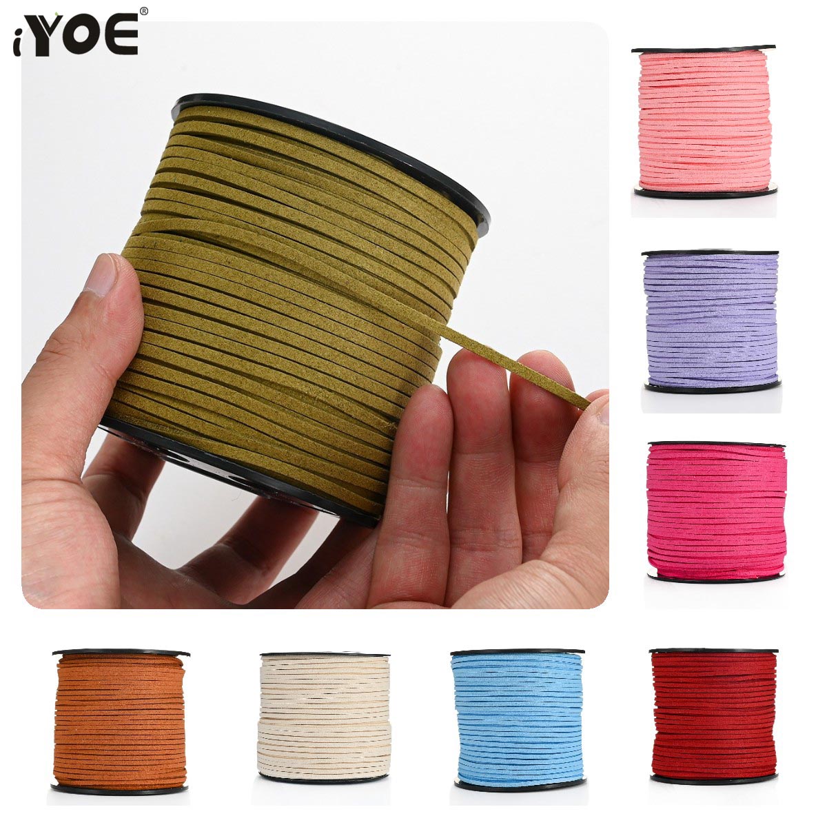 Leatherwork Thread - 5/20m 2.5mm piatto finto scamosciato intrecciato