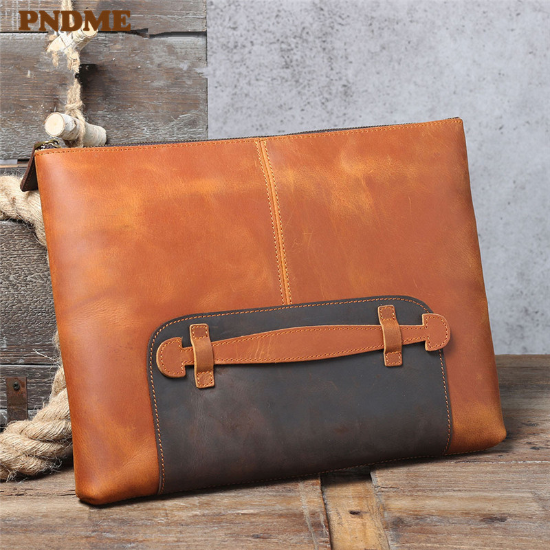 Leatherwork Designs - Pochette da uomo vintage di grande