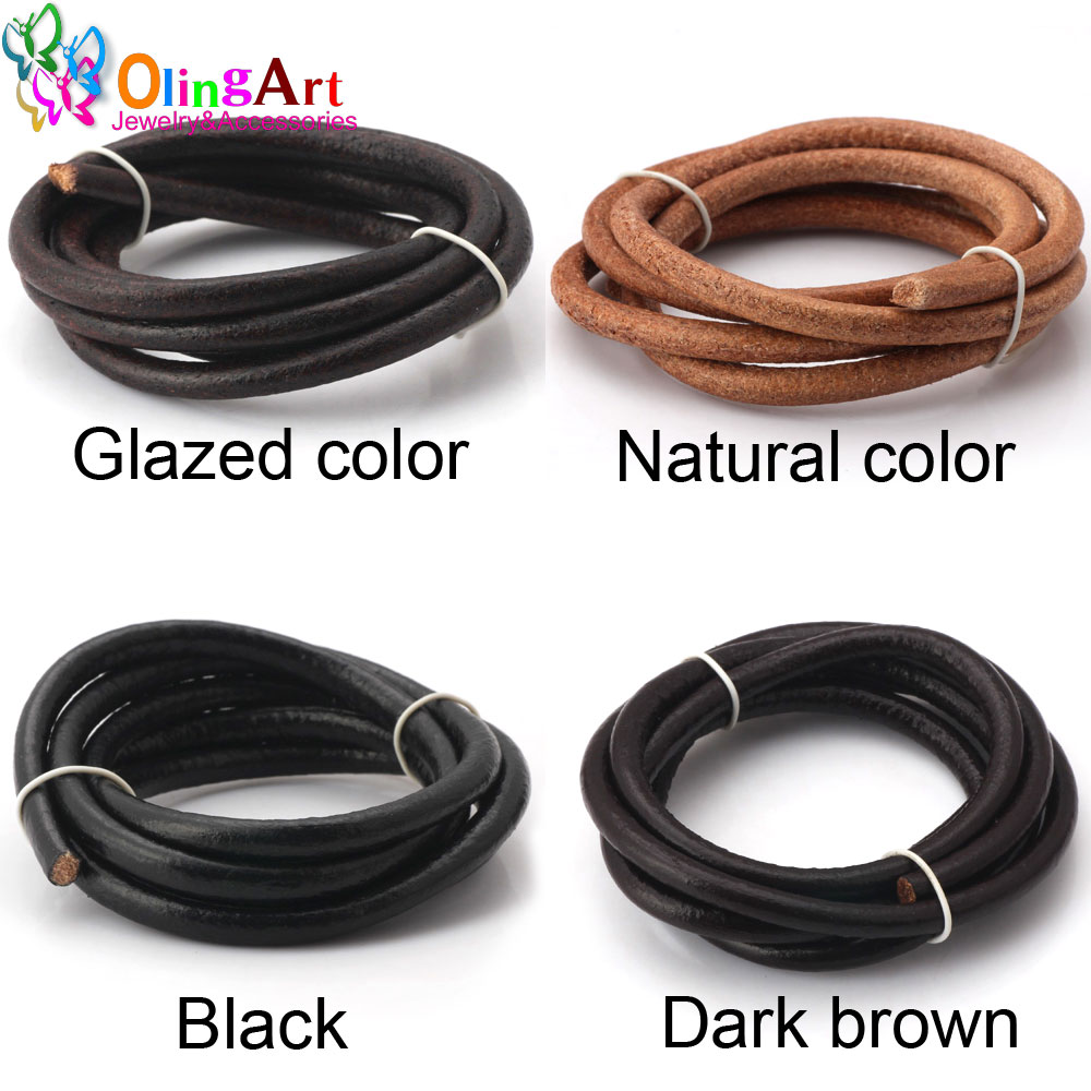 Leatherwork Beginner - Olingart Dia 1.5/2/3/4/5/6mm Nero/Naturale/Marrone/Smalto Cavo Rotondo
