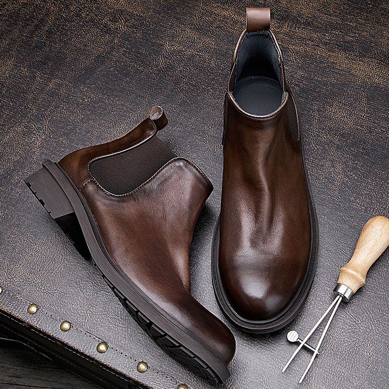 Vintage Leatherwork - Stivali da moto autunnali da uomo